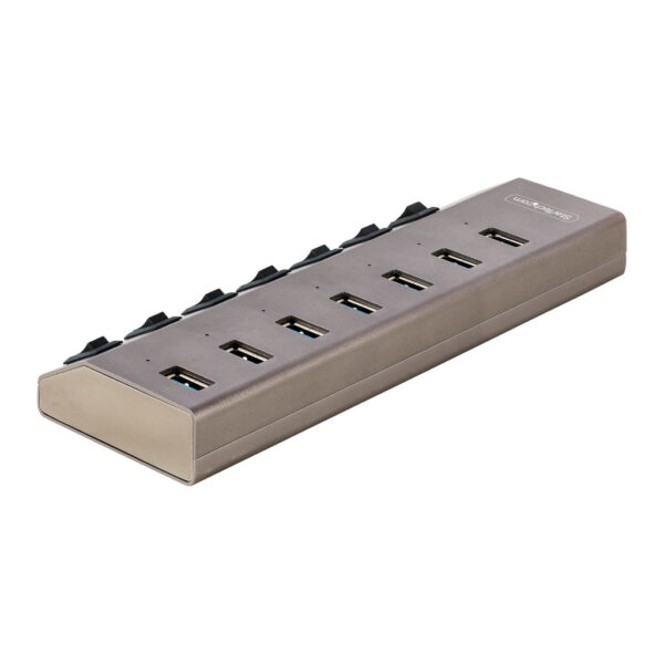 StarTech.com 7-Port Self-Powered USB-C Hub met Individuele On/Off Schakelaars, USB 3.0 5Gbps Expansion Hub met Power Supply, Des - Afbeelding 2