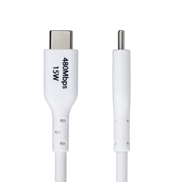 StarTech.com 2m USB-A naar USB-C Laadkabel, Charge & Sync, 3A, USB 2.0, TPE Mantel - Witte USB Oplaadkabel - Afbeelding 3