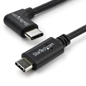 StarTech.com 1m USB-C Laadkabel, Haakse Charge & Sync Type C Laptop Laadkabel, 60W (3A) PD, USB 2.0 - Zwarte USB-C Oplaadkabel