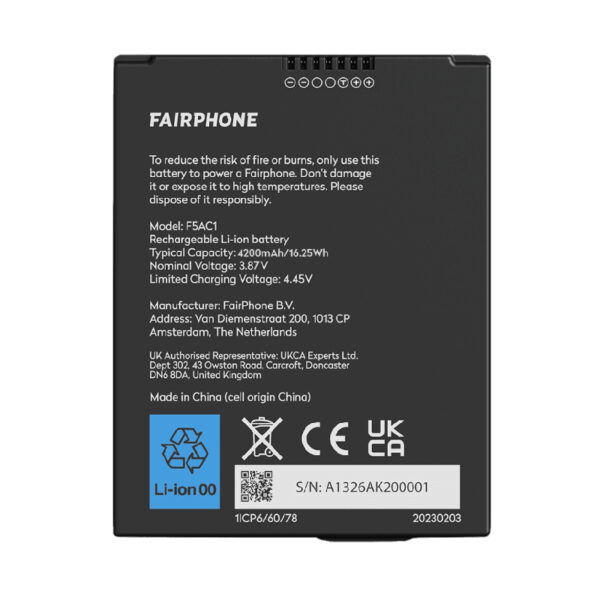 Fairphone F5BATT-1ZW-WW1 mobiele telefoon onderdeel Batterij/Accu - Afbeelding 2