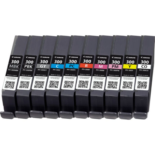 Canon PFI-300 inktcartridge 10 stuk(s) Origineel Zwart, Blauw, Cyaan, Grijs, Magenta, Foto zwart, Foto magenta, Rood, Geel - Afbeelding 3