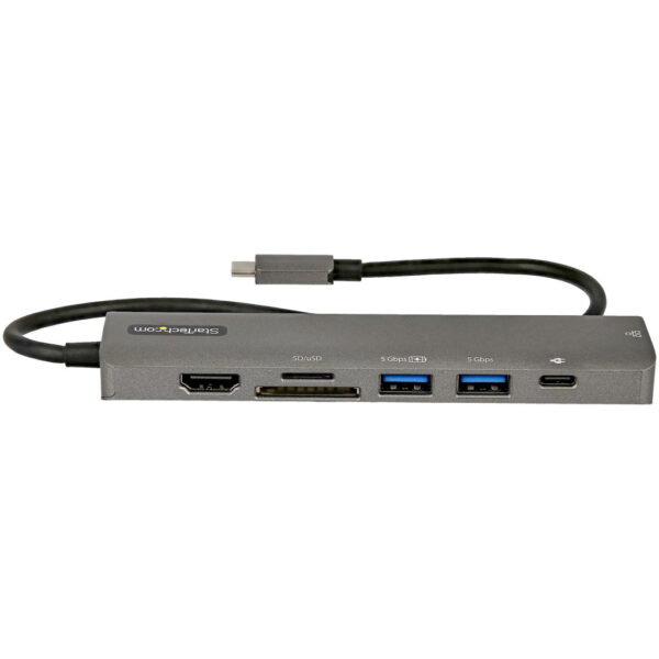 StarTech.com USB C Multiport Adapter - USB-C naar 4K 60Hz HDMI 2.0, 100W Power Delivery Pass-through, SD/MicroSD, 2-Port USB 3.0 - Afbeelding 2