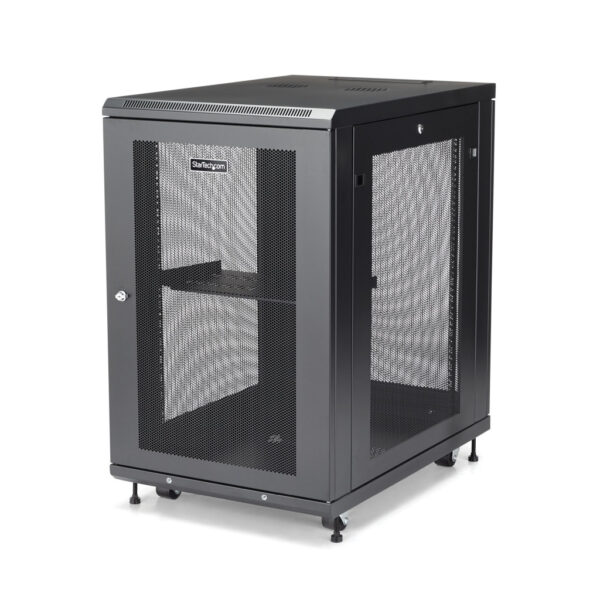 StarTech.com 4 Post 18U Netwerkkast, Vergrendelbare 19" Patchkast voor Computer / AV / IT / Data Apparatuur, Server Rack voor Bu
