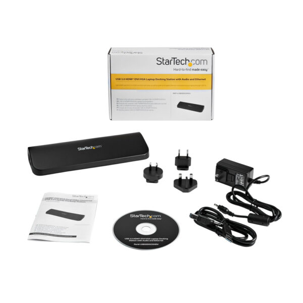 StarTech.com Dual Monitor USB 3.0 Laptop Docking Station met HDMI/DVI/VGA, 3x USB-A Hub, GbE, Audio, Universeel Type-A Dock voor - Afbeelding 6
