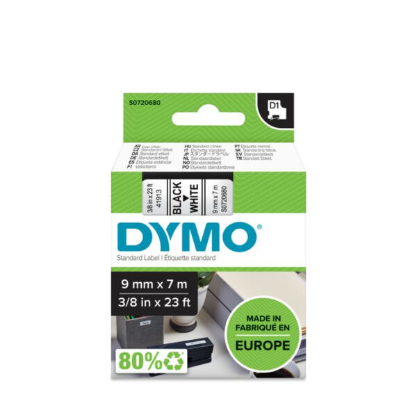 DYMO D1 -Standard Labels - Black on White - 9mm x 7m - Afbeelding 2