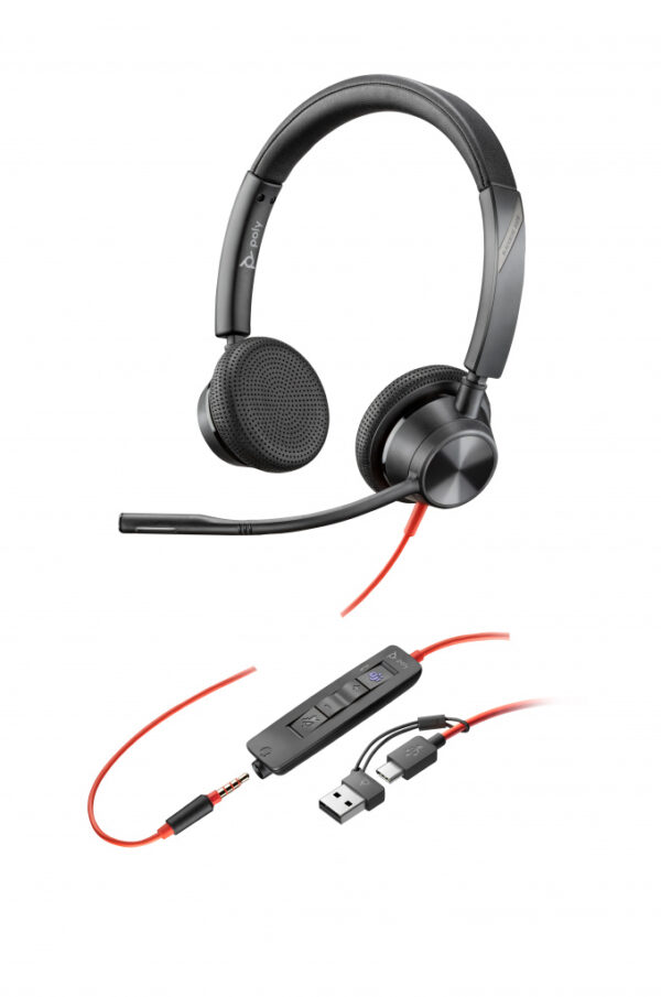 Poly Blackwire 3325 Stereo Microsoft Teams Certified USB-C Headset + 3,5 mm plug + USB-C/A adapter - Afbeelding 4