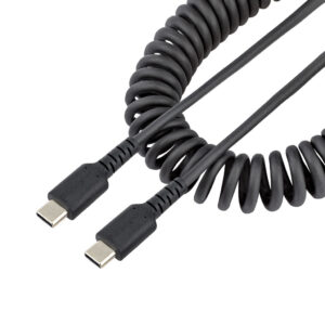 StarTech.com 50cm USB-C Laadkabel, Robuuste Fast Charge & Sync Type C Spiraalkabel, 60W (3A) PD, USB 2.0, TPE Mantel en Aramidev