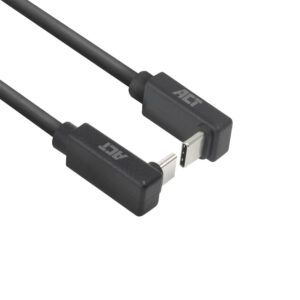 ACT USB 3.0 10Gbps 60W USB Type-C (haaks boven/beneden) naar USB Type-C (haaks boven/beneden) kabel, 0,5 meter
