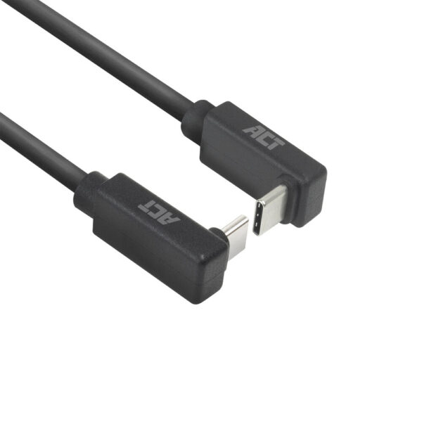 ACT USB 3.0 10Gbps 60W USB Type-C (haaks boven/beneden) naar USB Type-C (haaks boven/beneden) kabel, 1 meter