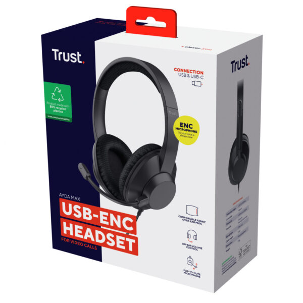 Trust Ayda Max Headset Bedraad Hoofdband Oproepen/muziek USB Type-C / USB Type-A Zwart - Afbeelding 7