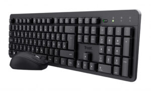 Trust TKM-360 toetsenbord Inclusief muis Kantoor RF Draadloos QWERTY Amerikaans Engels Zwart