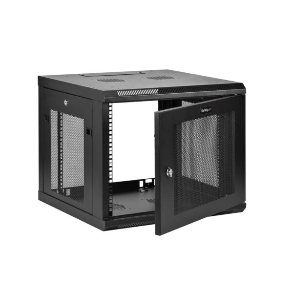 StarTech.com 4 Post 9U Wandmonteerbare Netwerkkast met 1U Schap, 19" Patchkast voor Data/AV/Electronica/Computer Apparatuur, Com - Afbeelding 3