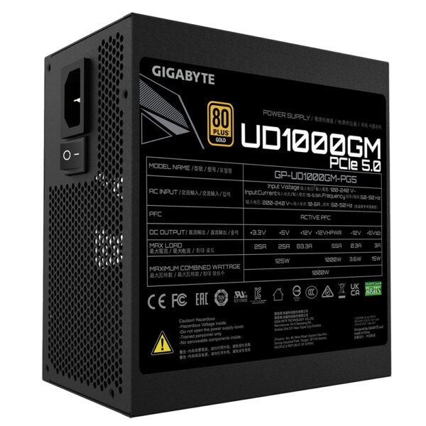 GIGABYTE UD1000GM PG5 power supply unit 1000 W 20+4 pin ATX ATX Zwart - Afbeelding 5