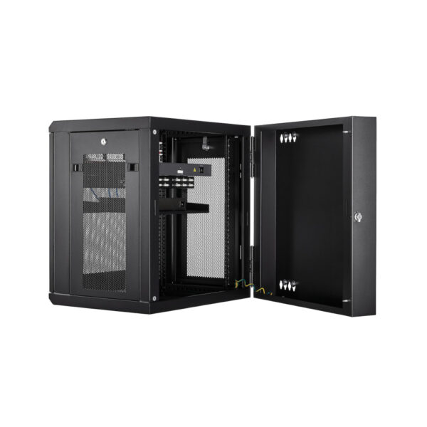StarTech.com 4 Post 12U Wandmonteerbare Netwerkkast met 1U Schap, 19" Scharnierende Patchkast voor Data/AV/Electronica/Computer - Afbeelding 5