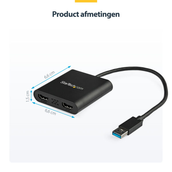 StarTech.com USB 3.0 naar Dual HDMI Adapter - Dual 1080p of Single 4K 30Hz - Externe video & grafische kaart - USB Type-A naar H - Afbeelding 7