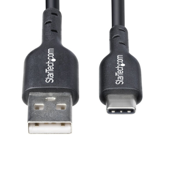StarTech.com 2m USB-A naar USB-C Laadkabel, Charge & Sync, 3A, USB 2.0, TPE Mantel - Zwarte USB Oplaadkabel - Afbeelding 6