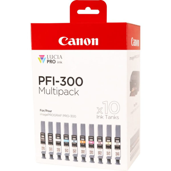 Canon PFI-300 inktcartridge 10 stuk(s) Origineel Zwart, Blauw, Cyaan, Grijs, Magenta, Foto zwart, Foto magenta, Rood, Geel - Afbeelding 2