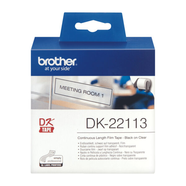 Brother DK-22113 labelprinter-tape Zwart op zilver - Afbeelding 2