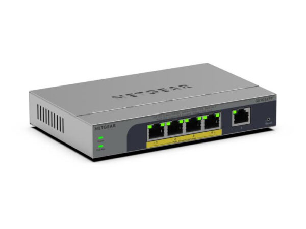 NETGEAR GS105EPP Unmanaged Gigabit Ethernet (10/100/1000) Power over Ethernet (PoE) Bureaublad-/wandmontage Grijs