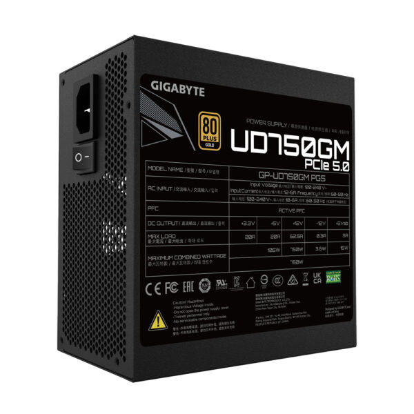 GIGABYTE UD750GM PG5 power supply unit 750 W 20+4 pin ATX ATX Zwart - Afbeelding 2