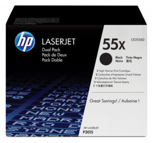 HP 55X originele high-capacity zwarte LaserJet tonercartridge, 2-pack