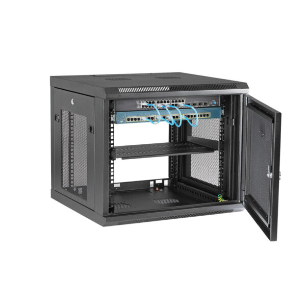 StarTech.com 4 Post 9U Wandmonteerbare Netwerkkast met 1U Schap, 19" Patchkast voor Data/AV/Electronica/Computer Apparatuur, Com - Afbeelding 4
