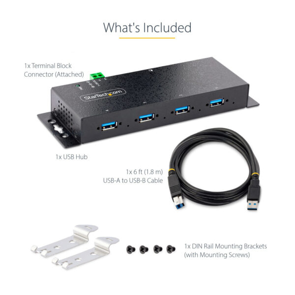 StarTech.com 4-Port Industrial USB 3.0 Hub, 5Gbps, Rugged USB Hub met ESD en Overspanningsbeveiliging, DIN/Wand/Bureau Monteerba - Afbeelding 11