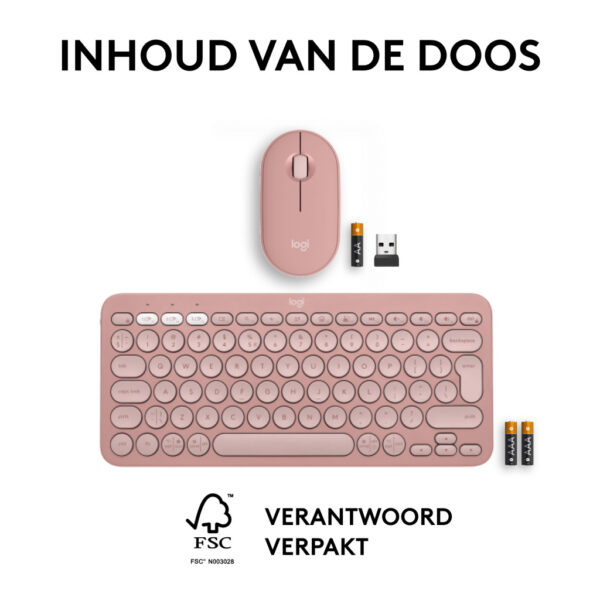 Logitech 920-012241 toetsenbord Inclusief muis Universeel RF-draadloos + Bluetooth QWERTY US International Roze - Afbeelding 10