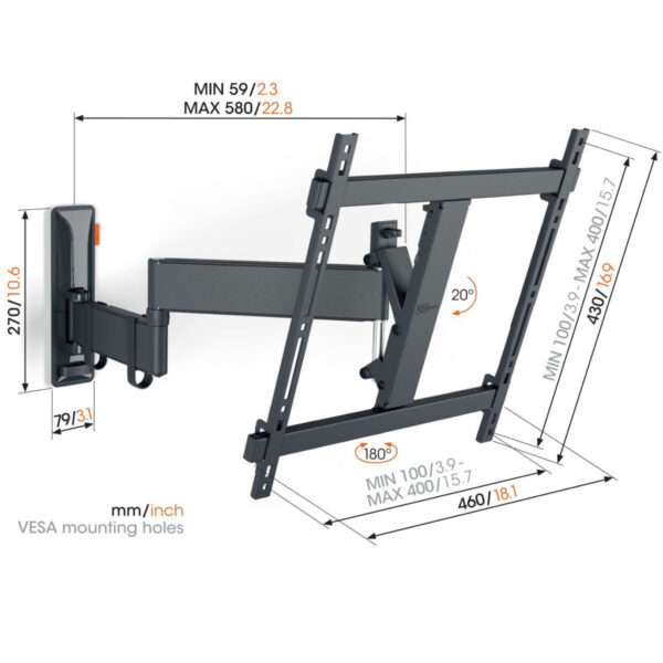 Vogel's TVM 3445 Draaibare tv-beugel (zwart) - Afbeelding 3