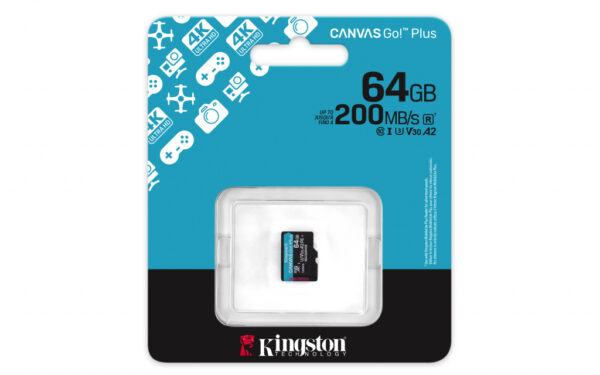 Kingston Technology 64GB microSDXC Canvas Go! Plus Gen4 200R A2 U3 enkel pakket zonder adapter - Afbeelding 3