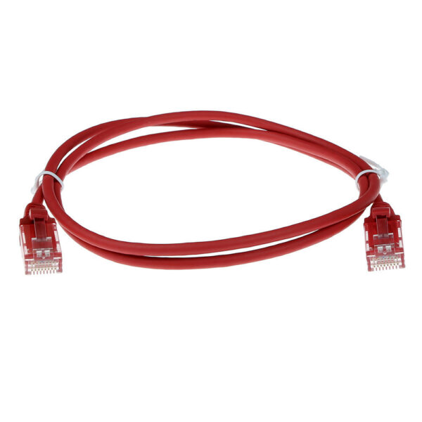 ACT Rode 10 meter LSZH U/UTP CAT6 datacenter slimline patchkabel snagless met RJ45 connectoren - Afbeelding 2