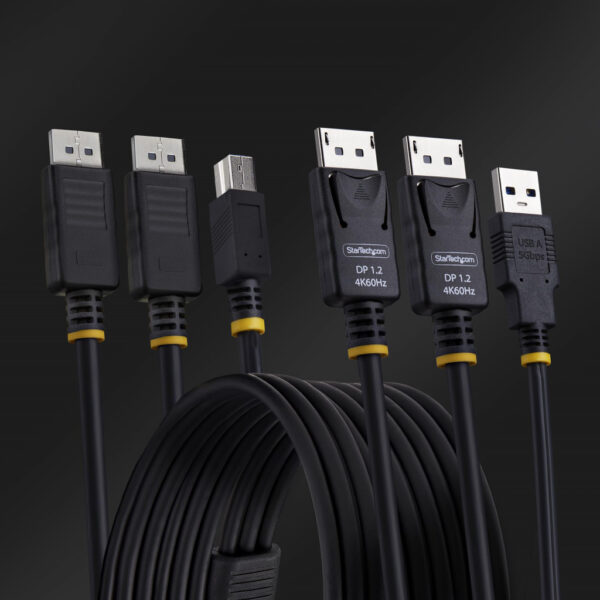 StarTech.com 1,8m Dual DisplayPort en USB 5Gbps KVM Kabel, 4K 60Hz, HDR10, DP 1.2 en USB Combo Kabel voor Dual Monitor KVM Switc - Afbeelding 5