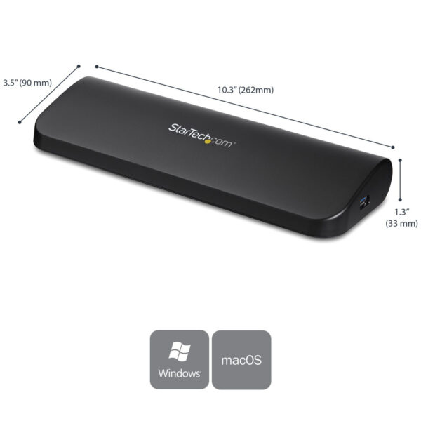 StarTech.com Dual Monitor USB 3.0 Laptop Docking Station met HDMI/DVI/VGA, 3x USB-A Hub, GbE, Audio, Universeel Type-A Dock voor - Afbeelding 2
