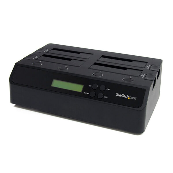 StarTech.com 4-Bay Hard Drive Cloner en Wisser, Standalone 1:3 HDD/SSD Kloner/Copier/Earser, USB 3.0/eSATA naar SATA Docking Sta