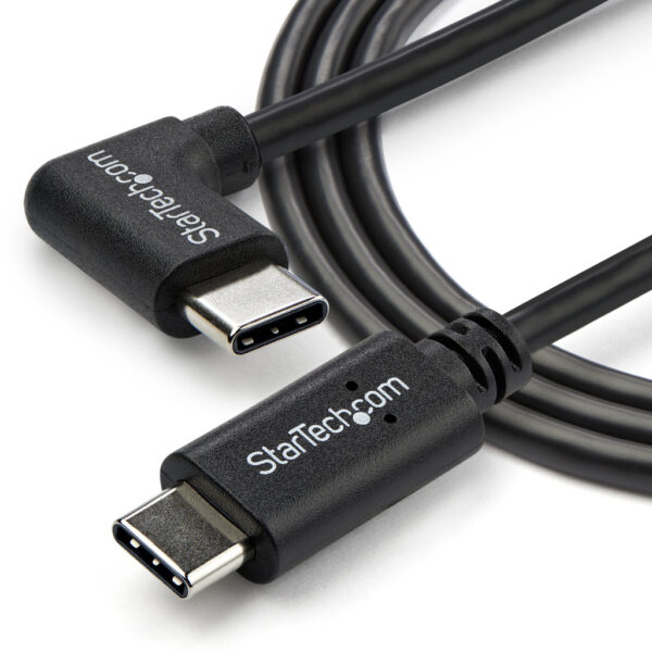 StarTech.com 1m USB-C Laadkabel, Haakse Charge & Sync Type C Laptop Laadkabel, 60W (3A) PD, USB 2.0 - Zwarte USB-C Oplaadkabel - Afbeelding 4
