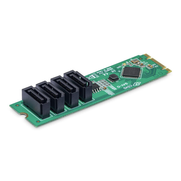 StarTech.com 4-Port M.2 naar SATA Adapter Kaart, M.2 PCIe 3.0 naar SATA HDD/SSD Uitbreidingskaart, ASM1064 Chipset, M.2 NVMe naa - Afbeelding 2
