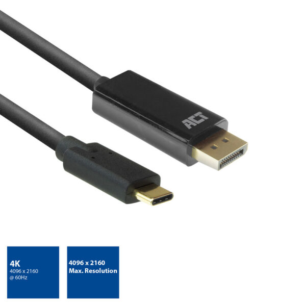 ACT USB-C naar DisplayPort kabel 2 meter - Afbeelding 2