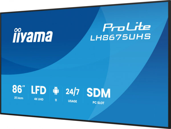 iiyama LH8675UHS-B2AG beeldkrant Digitale signage flatscreen 2,17 m (85.6") LCD Wifi 500 cd/m² 4K Ultra HD Zwart Type processo - Afbeelding 6