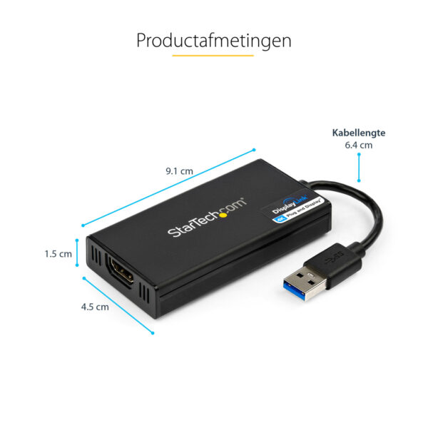 StarTech.com USB 3.0 naar 4K HDMI externe Multi-Monitor grafische videoadapter – DisplayLink gecertificeerd – Ultra HD 4K - Afbeelding 9