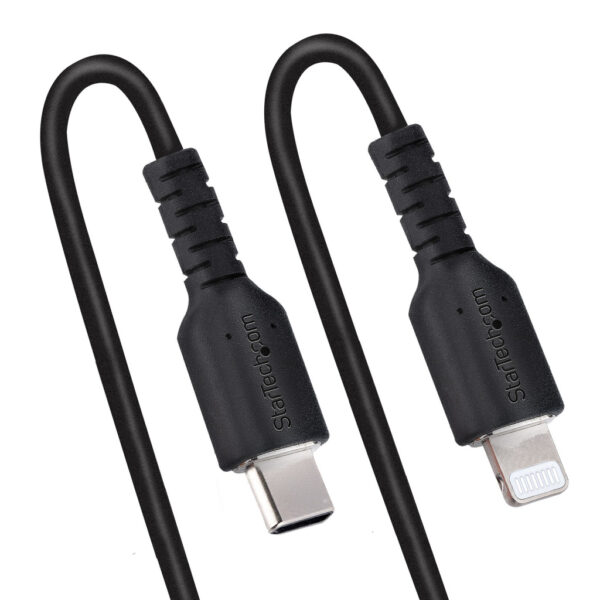 StarTech.com 1m USB-C naar Lightning Kabel, Zwart, MFi Gecertificeerd, iPhone Lader Spiraalkabel, Duurzame Aramidevezels, Robuus - Afbeelding 4