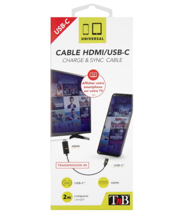 T'nB HDMIUSBC video kabel adapter 2 m HDMI Type A (Standaard) USB Type-C Zwart - Afbeelding 3