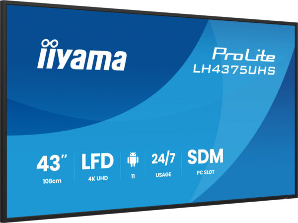 iiyama LH4375UHS-B2AG beeldkrant Digitale signage flatscreen 108 cm (42.5") LCD Wifi 500 cd/m² 4K Ultra HD Zwart Type processo - Afbeelding 3