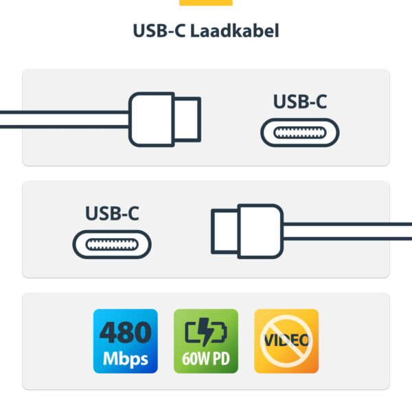 StarTech.com 3m USB-C Laadkabel, Charge & Sync, 60W (3A) PD, USB 2.0, Laptop Type C Laadkabel, TPE Mantel - Witte USB-C Oplaadka - Afbeelding 7