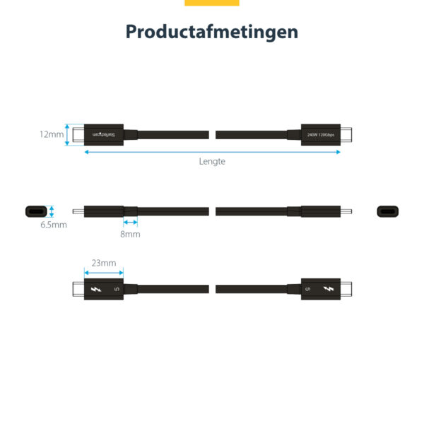 StarTech.com 1m Thunderbolt 5 Kabel, 80Gbps/Tot 120Gbps, 240W PD EPR, 8K 60Hz, Thunderbolt-Gecertificeerde Kabel, Compatibel met - Afbeelding 11