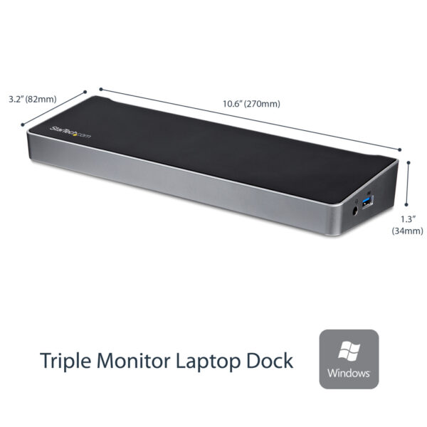 StarTech.com Triple Monitor USB 3.0 Docking Station met 2x 4K DisplayPort & HDMI - 5 Port USB-A Hub (1x Fast-Charge), 3.5mm Aud - Afbeelding 2