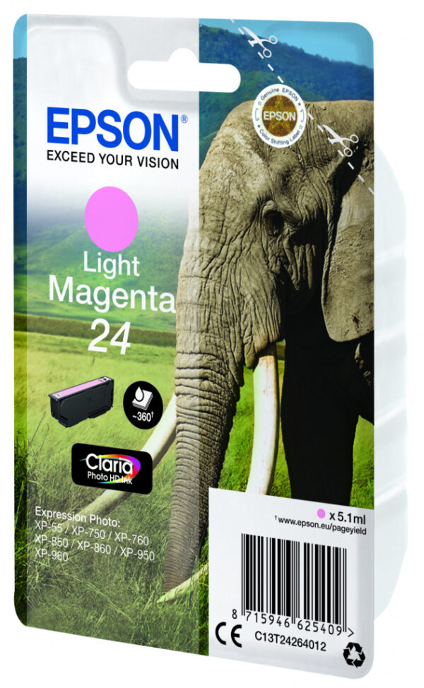 Epson Elephant Singlepack Light Magenta 24 Claria Photo HD Ink - Afbeelding 4