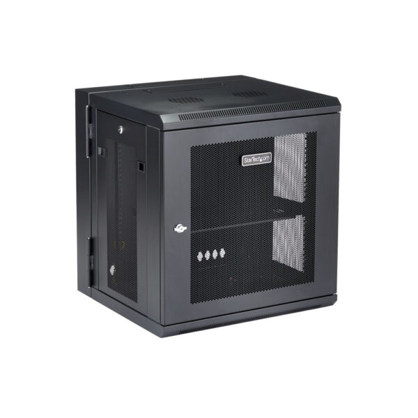 StarTech.com 4 Post 12U Wandmonteerbare Netwerkkast met 1U Schap, 19" Scharnierende Patchkast voor Data/AV/Electronica/Computer - Afbeelding 2
