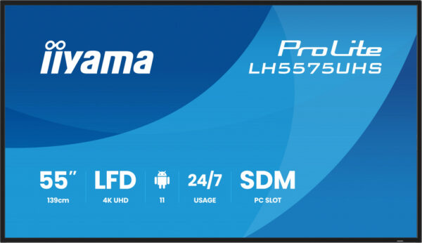 iiyama LH5575UHS-B2AG beeldkrant Digitale signage flatscreen 138,7 cm (54.6") LCD Wifi 500 cd/m² 4K Ultra HD Zwart Type processo
