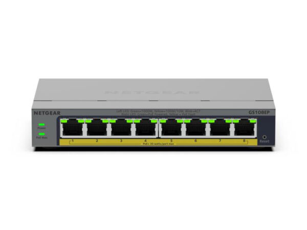 NETGEAR GS108EP Managed L2/L3 Gigabit Ethernet (10/100/1000) Grijs - Afbeelding 2