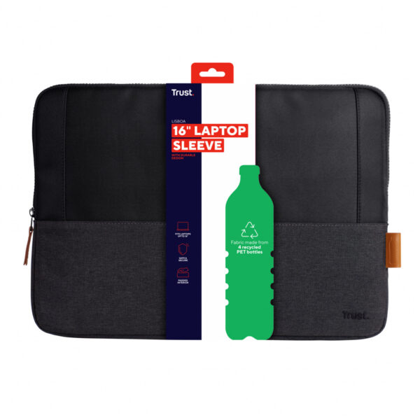 Trust Lisboa 40,6 cm (16") Opbergmap/sleeve Zwart - Afbeelding 4